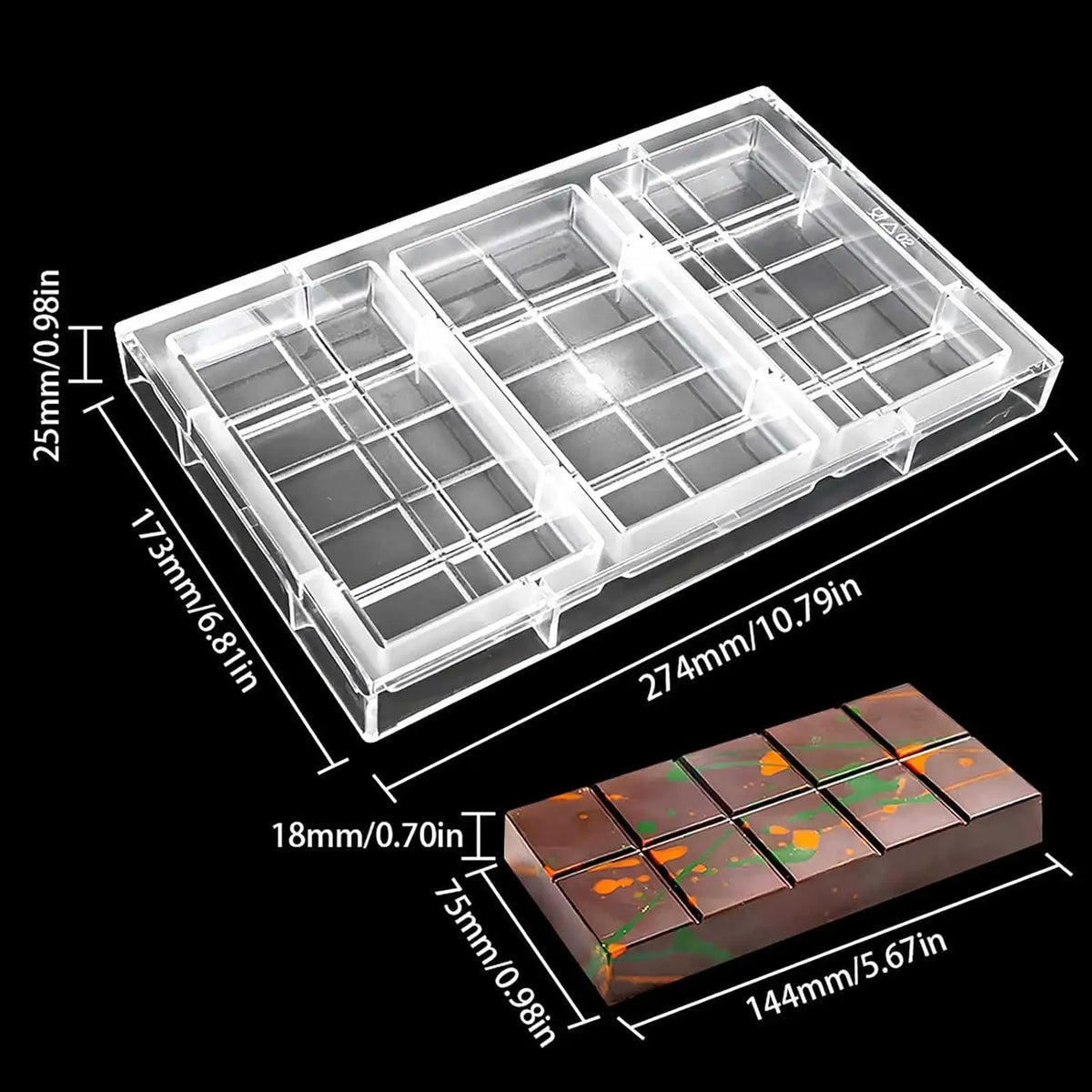 19416-8 plastic chocolate bar moulds