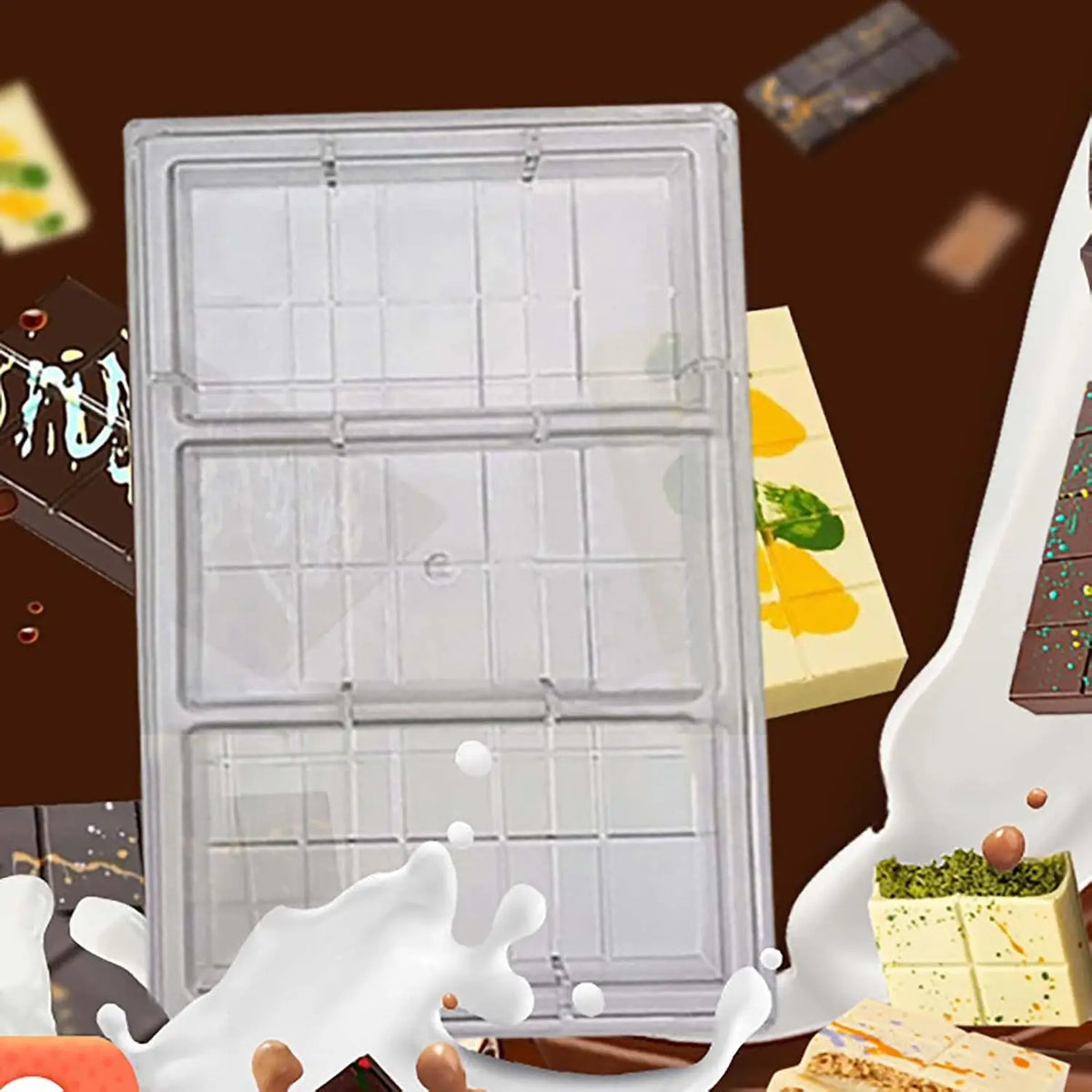 19416 / 3-cavity Bar Breakable Chocolate Bar Mold – DIY Filled Candy Mold