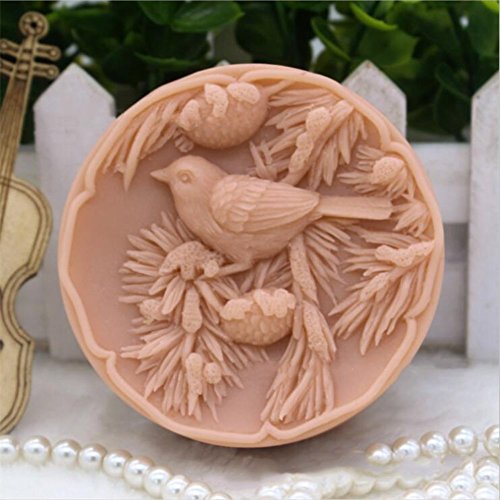 Grainrain Molde de silicona para jabón con forma de pájaro y conejo, molde de silicona para jabón, molde para barra de jabón, moldes de silicona para manualidades, jabón hecho a mano, molde de resina para velas