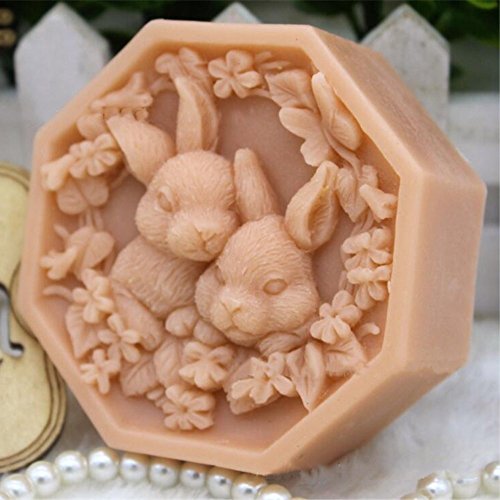 Molde de silicona para jabón en barra, bricolaje, manualidades, molde de resina para velas, molde de silicona de jabón de conejo