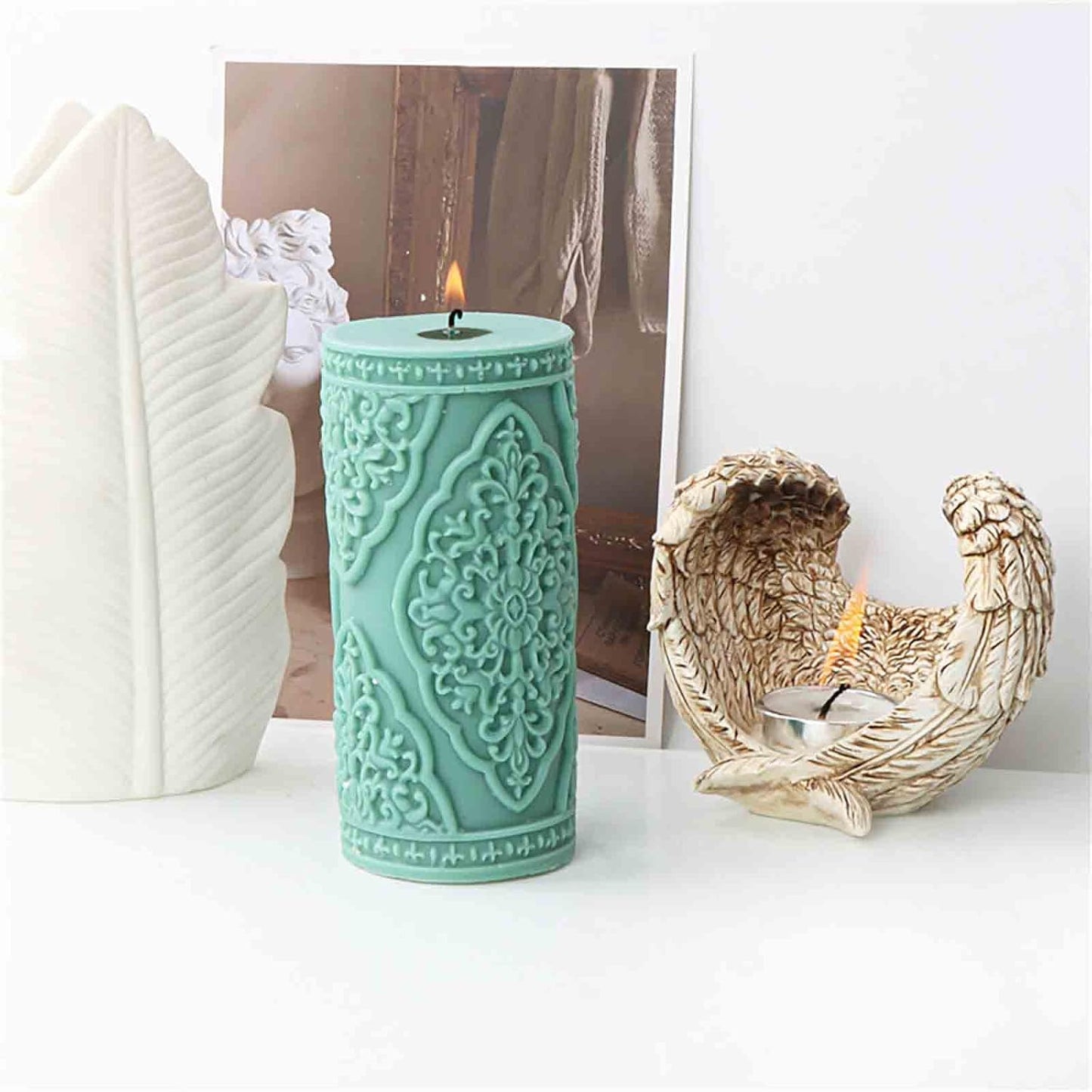 F20-ZH025 silicone pillar candle molds totem Pattern