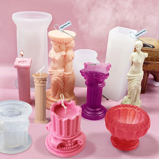 3d  Venus DIY Candle Making Kit Roman Pillar Silicone Mold Goddess Aromatherapy Candle Mold Plaster Mold Cake Decorating Tools