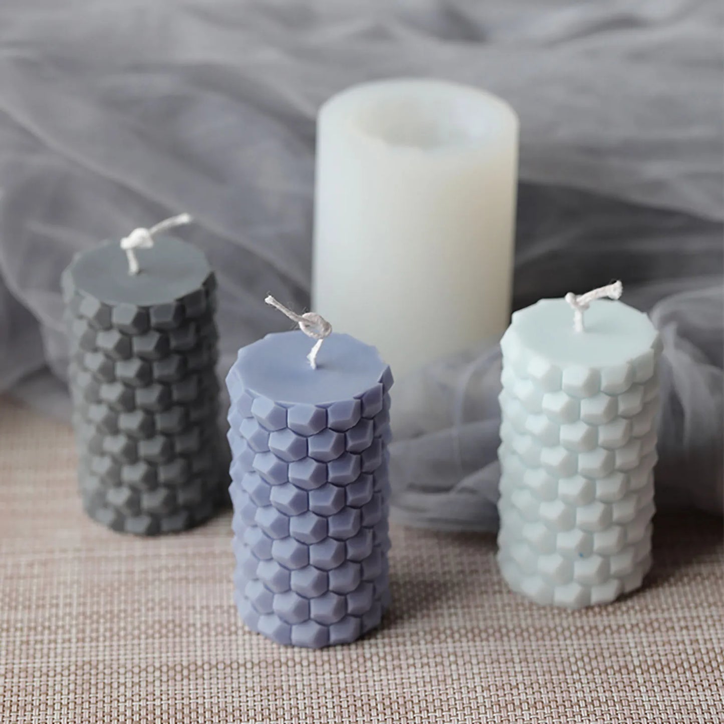 3D Candle Molds Pillar Silicone Soap Mold Geometry DIY Handmade Craft Wax Moulds