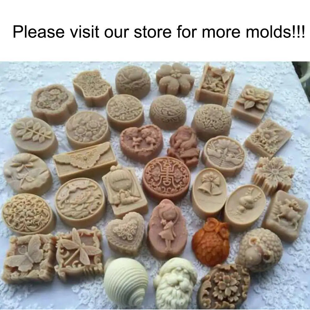 Grainrain Silicon Soap Mold Classical Round Flower DIY Craft Handmade Silicone Soap Mould
