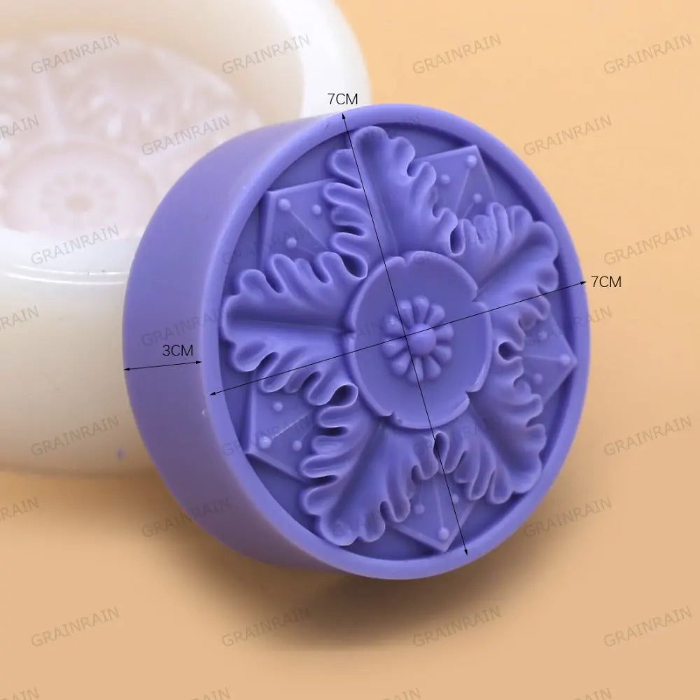 Grainrain Round Flower Soap Making Molds Diy Craft Art Handmade Flexible Soap Mold Silicone Soap Mould Soap