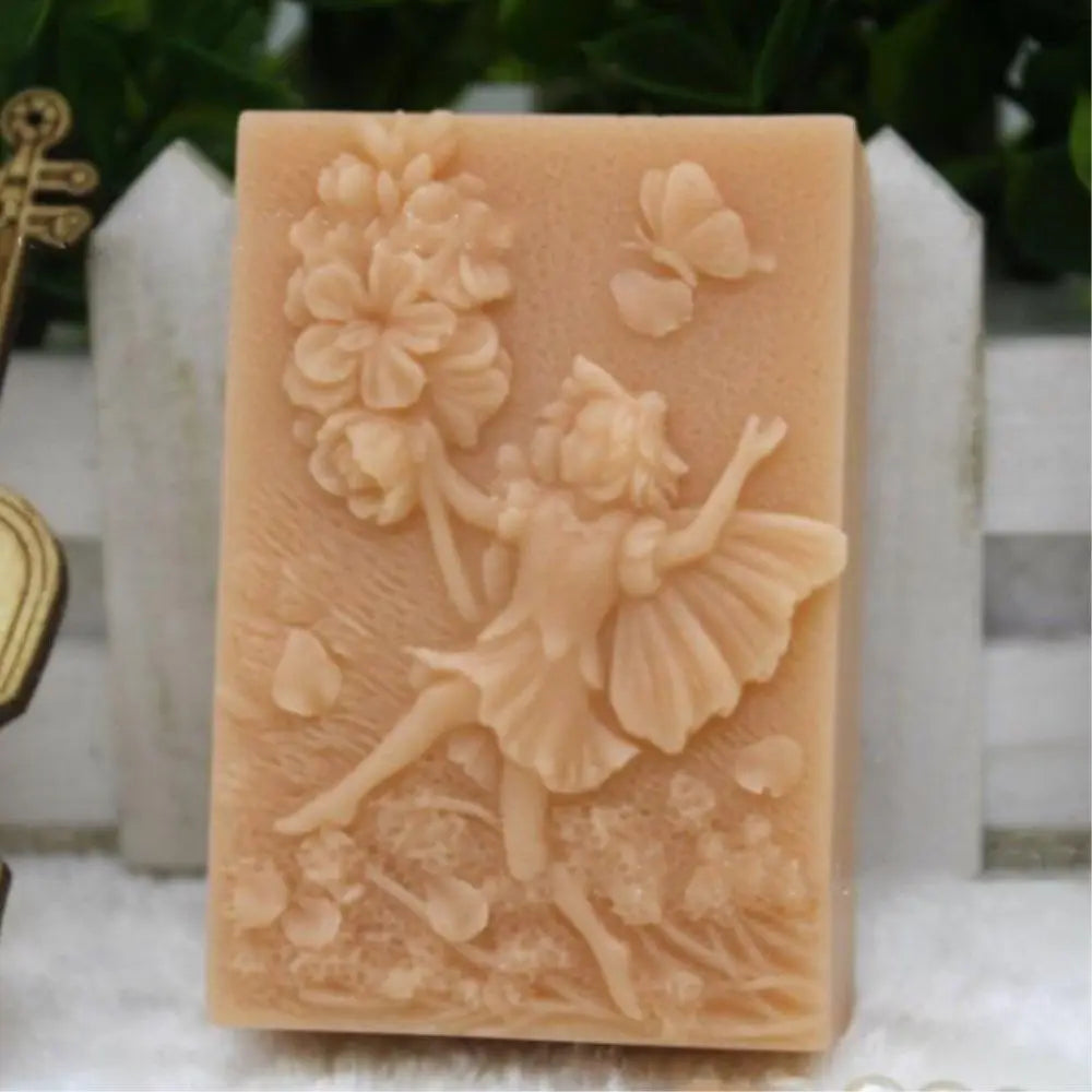 Grainrain Fairy Mold Silicone Soap Bar Mold Round Handmade Craft Candle Resin Mold
