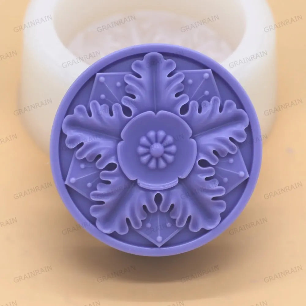 Grainrain Round Flower Soap Making Molds Diy Craft Art Handmade Flexible Soap Mold Silicone Soap Mould Soap