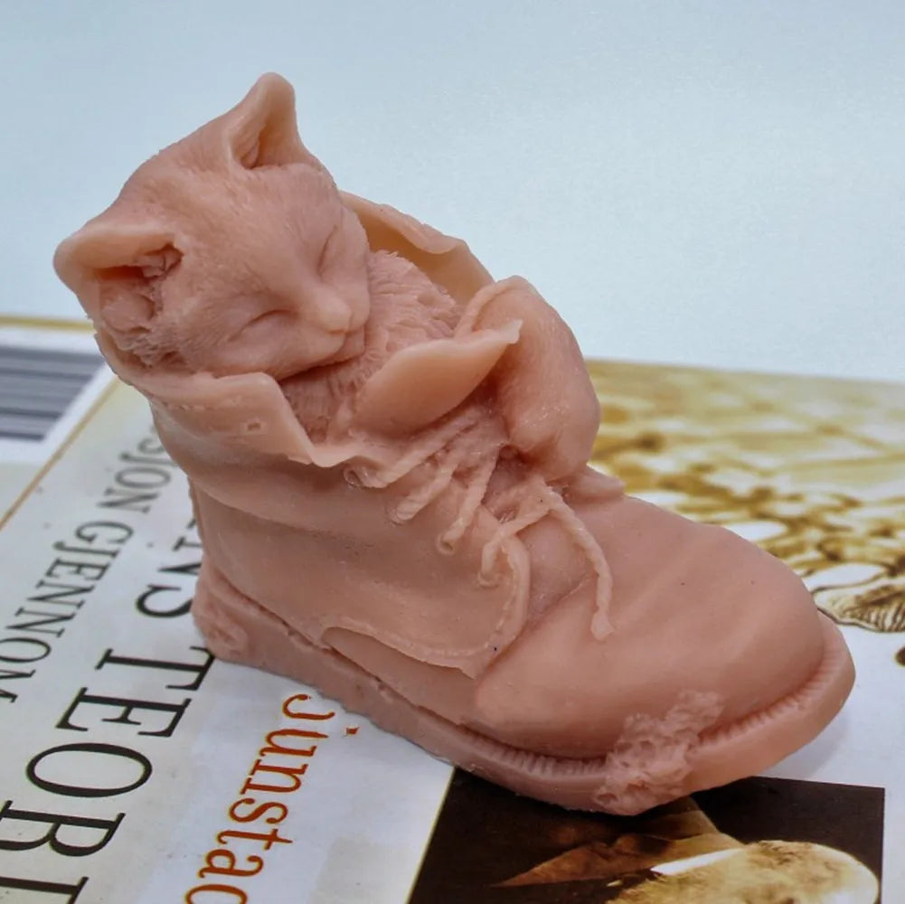 Grainrain 3D Sleeping Cat Handcrafted Soap Mold Silicone Candle Wax Resin Handmade Mold
