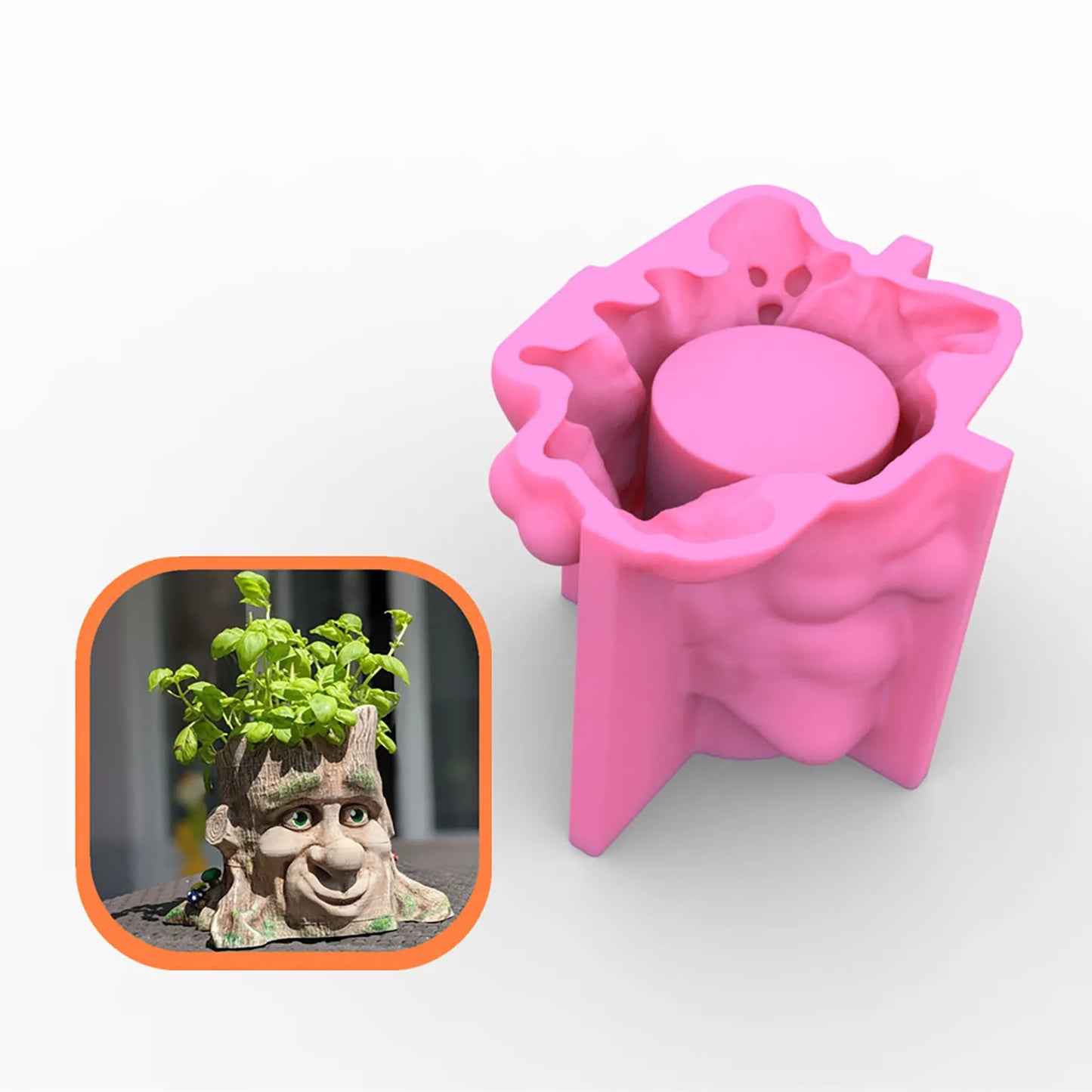 Face Stump Pot Silicone Mold Concrete Flower Cement Planter Mould DIY Clay